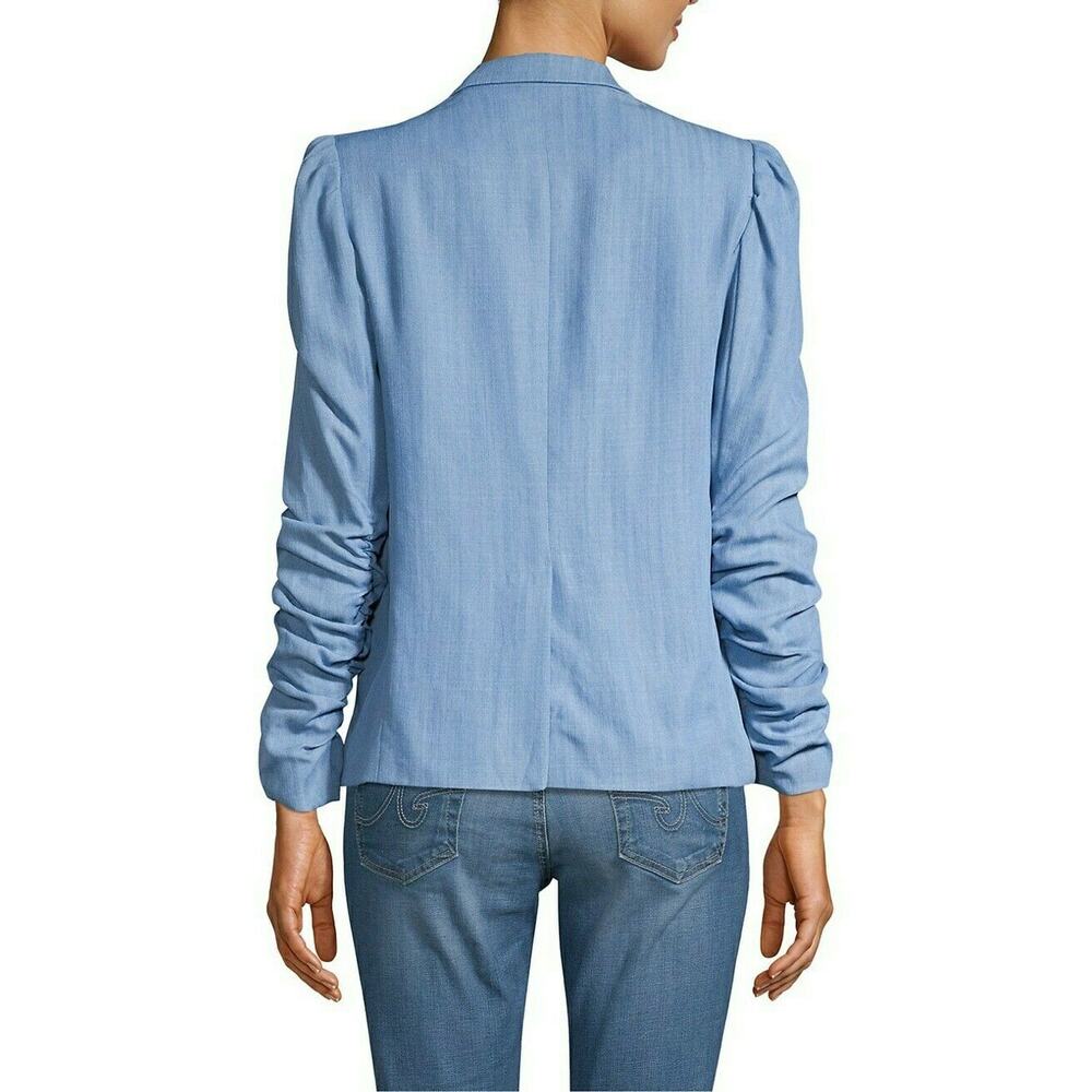 GENERATION LOVE Juniper blue open front blazer ruched sleeve jacket Size L NEW - Picture 4 of 9